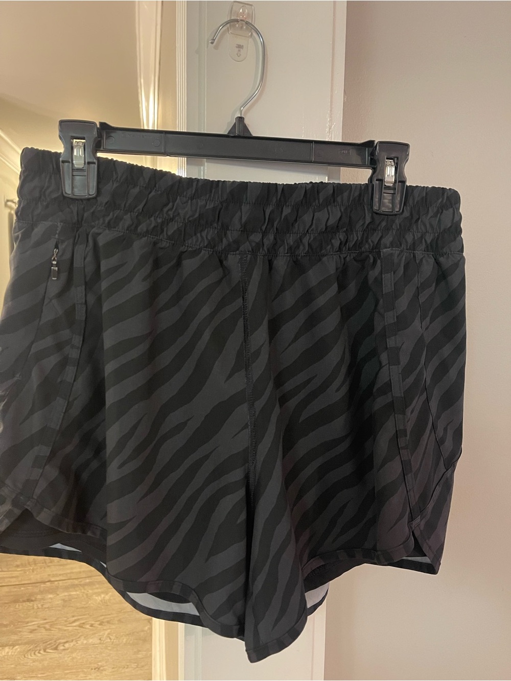 Women's Avia Black Zebra-Print Athletic Shorts